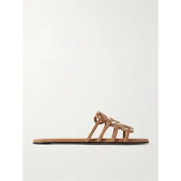 LOEWE Petal Anagram leather slides in Tan EU 38/ US 8 $890 - Picture 5 of 14